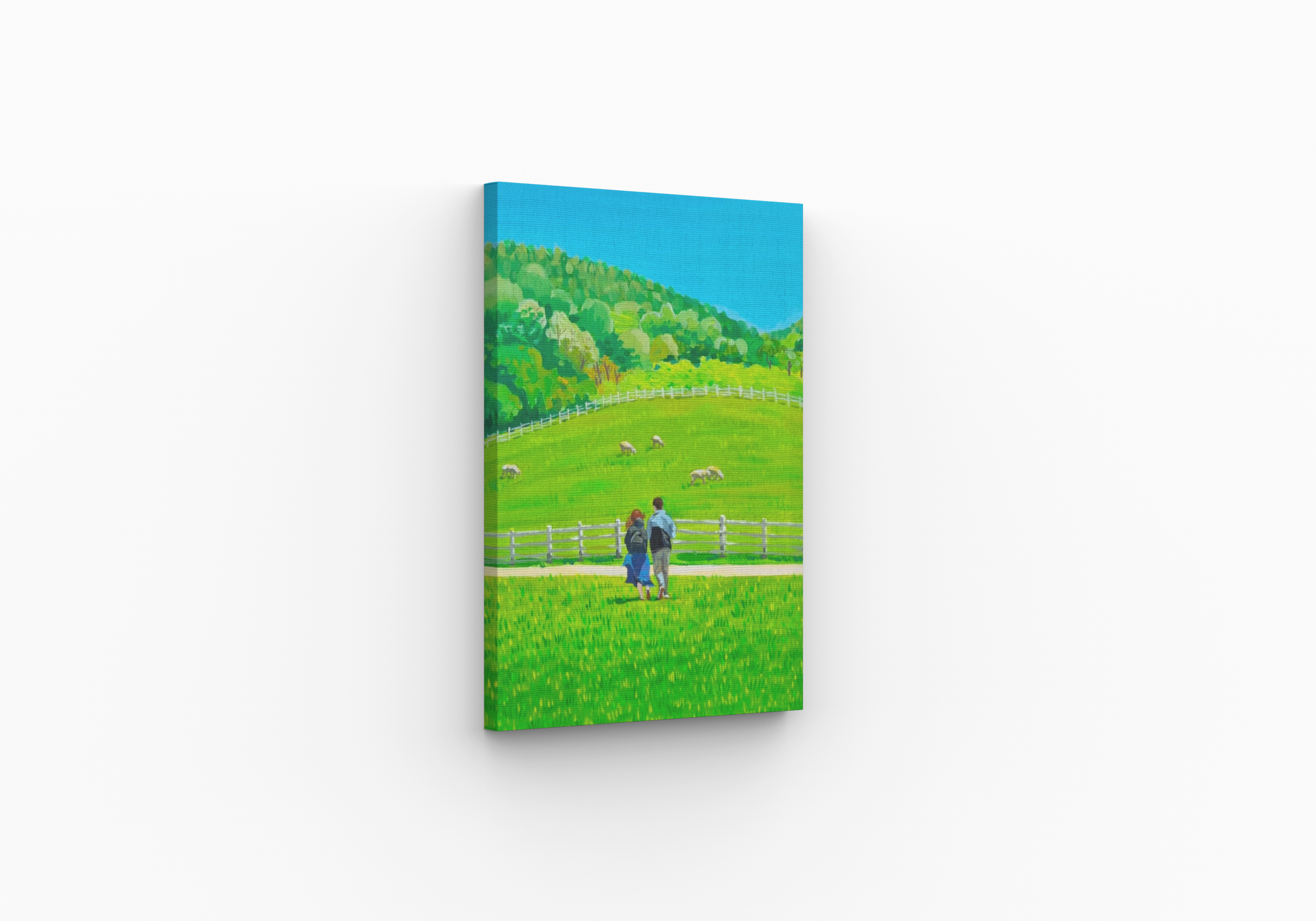 씨솔아틀리에 연인 양떼목장 여름그림 캔버스액자 A4/A3/A2/A1 - 상세 이미지 2
