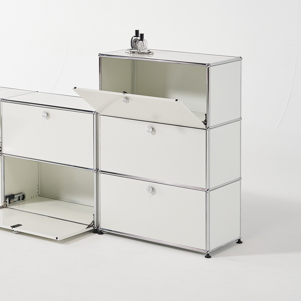 모덴 철제 모듈수납장 거실 옷 다용도 수납장 770x370x1100mm, 3단, 화이트