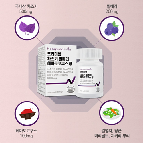 한결다움 차즈기 빌베리 헤마토코쿠스 추출물 정 60정 2박스 4개월 루테올린 눈 건강 효능 - 상세 이미지 3