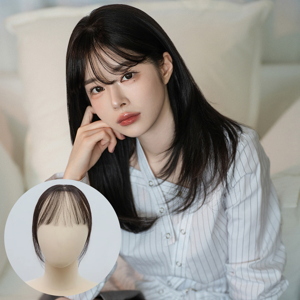가발나라 여성 부분가발 정수리탈모 커버용 미니 탑커버 앞머리 시스루뱅 / 소프트뱅 100% 인모 - 상품 이미지