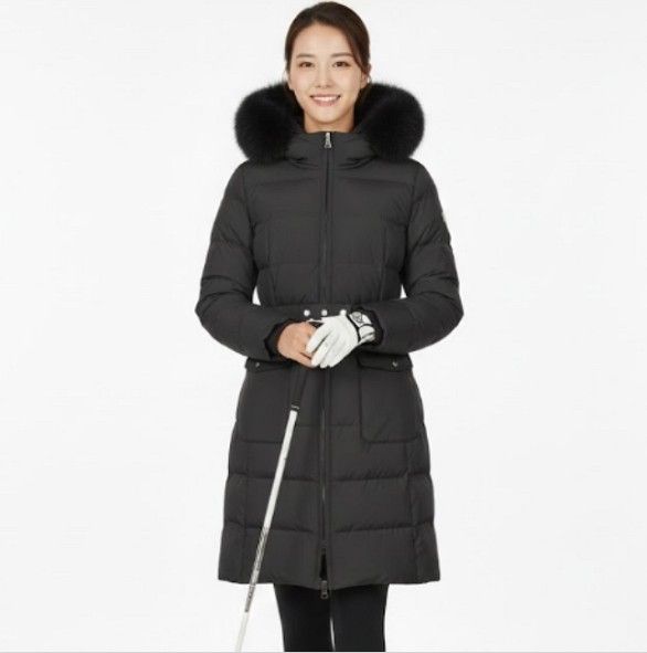 핑 골프웨어 여성 겨울 빅 아웃포켓 폭스퍼 덕다운 롱패딩 롱다운 점퍼 - 상품 이미지