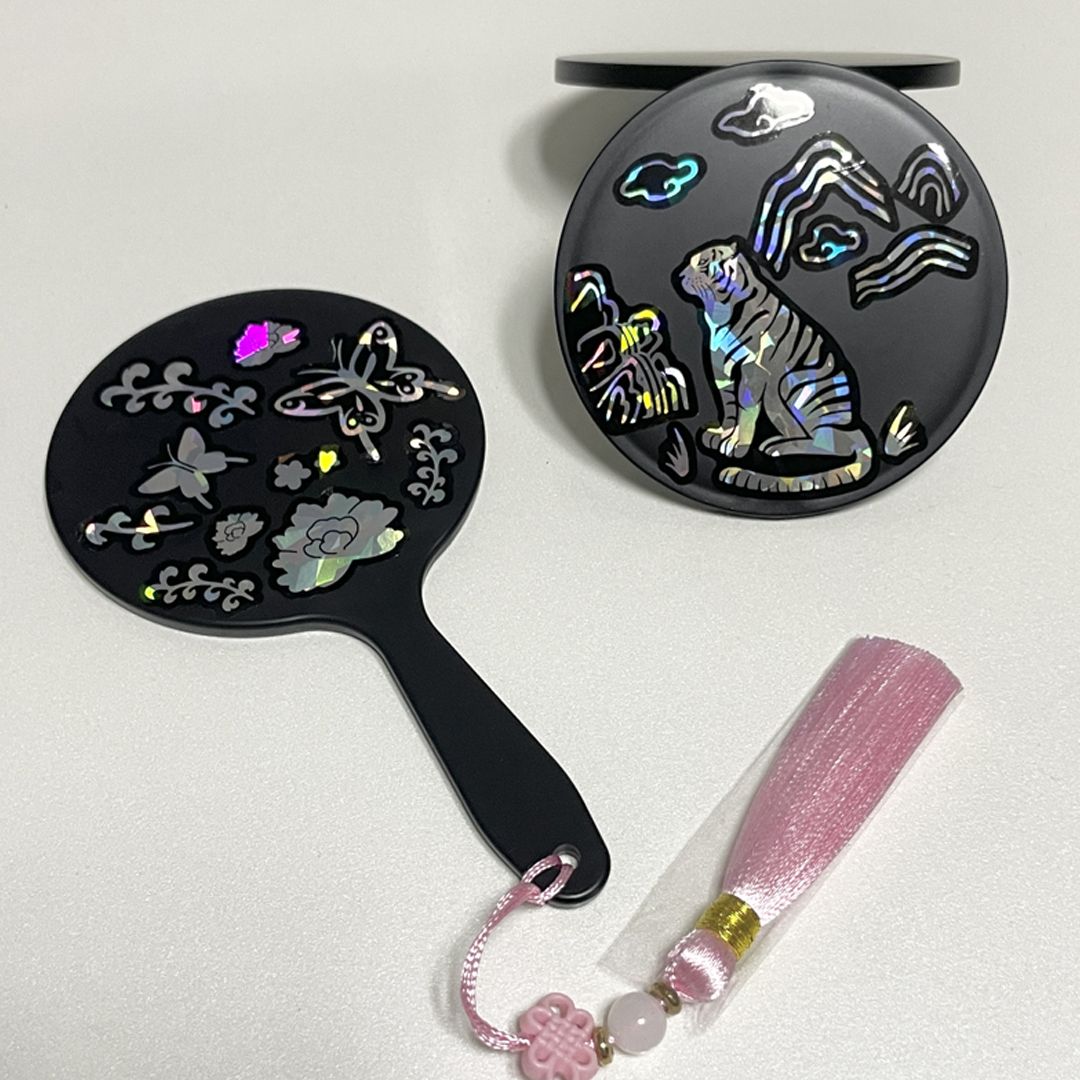 자개 스티커 손거울 만들기 DIY 키트 휴대용 나전칠기 전통공예품 한국 기념품 외국인 선물 이미지 7