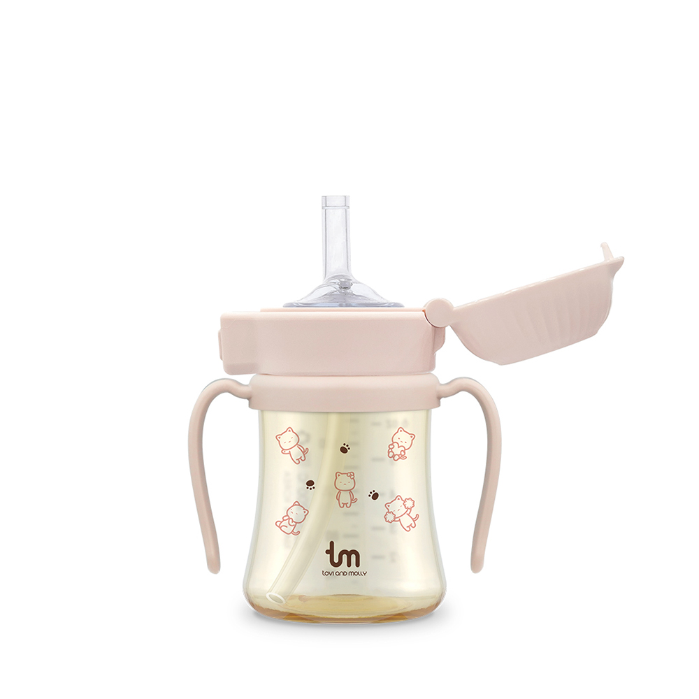 [토비앤몰리] 몰리 새지 않는 아기 유아 이유식 자기주도 원터치락 빨대컵 180ml 280ml
