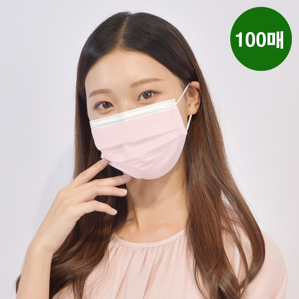메디케이알 베이직핏 덴탈마스크 KF-AD 100매 L(대형), 복숭아, 100개