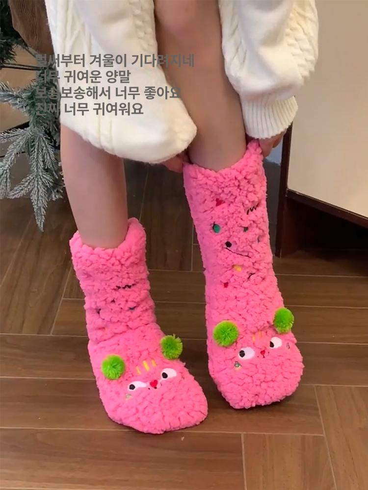 극세사 수면 양말 단열 발난로 발토시 겨울 침대 잠잘때 따뜻한 덧신 화이트 - 상세 이미지 4