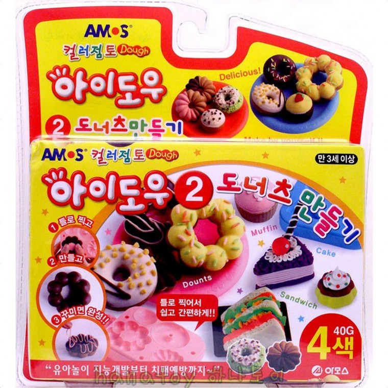 컬러점토 4색 도너츠 만들기 클레이 찰흙 장난감 - 상품 이미지