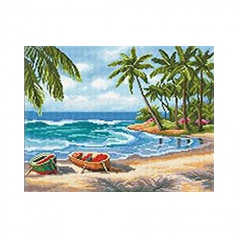 DIY 보석십자수 풍경시리즈 야자수와 해변 40X50 - 상품 이미지