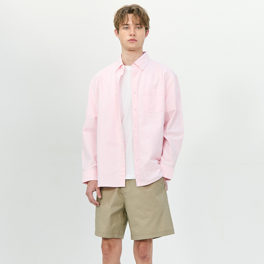 베이직하우스 세미오버핏 롱 슬리브 옥스포드 셔츠