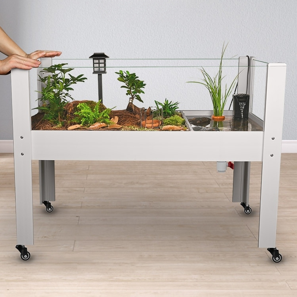 대형 반수생 수조 거북이 사육장 수족관 투명 어항세트 생태 배수 이동바퀴 60cm + 조경 - 상세 이미지 5