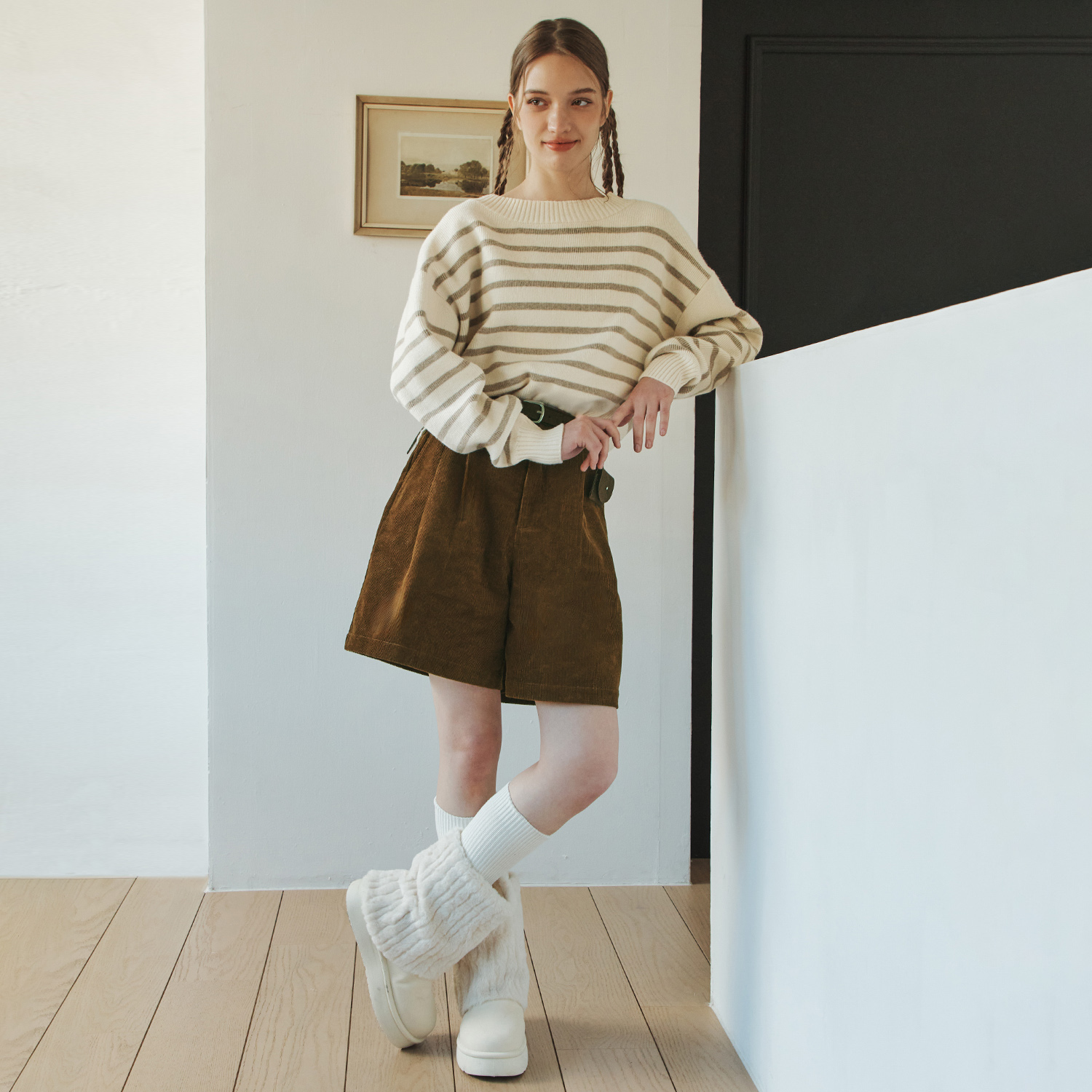 [12/26 예약배송][제로스트릿] 코듀로이 벨트 숏팬츠 CORDUROY BELTED SHORTS / BROWN - 상세 이미지 2