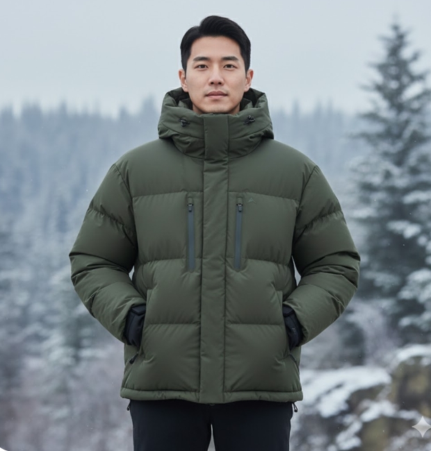네파 겨울 남성 아웃도어 캐쥬얼 덕다운 에센셜 오리털 다운패딩 점퍼 카키, 95 - 메인 이미지
