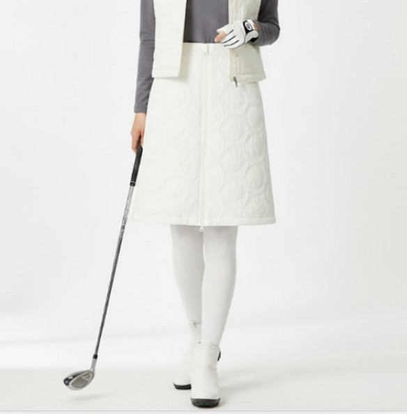 핑 골프웨어 여성 겨울 장지퍼 포인트 골프 퀄팅 패딩 스커트 - 상품 이미지