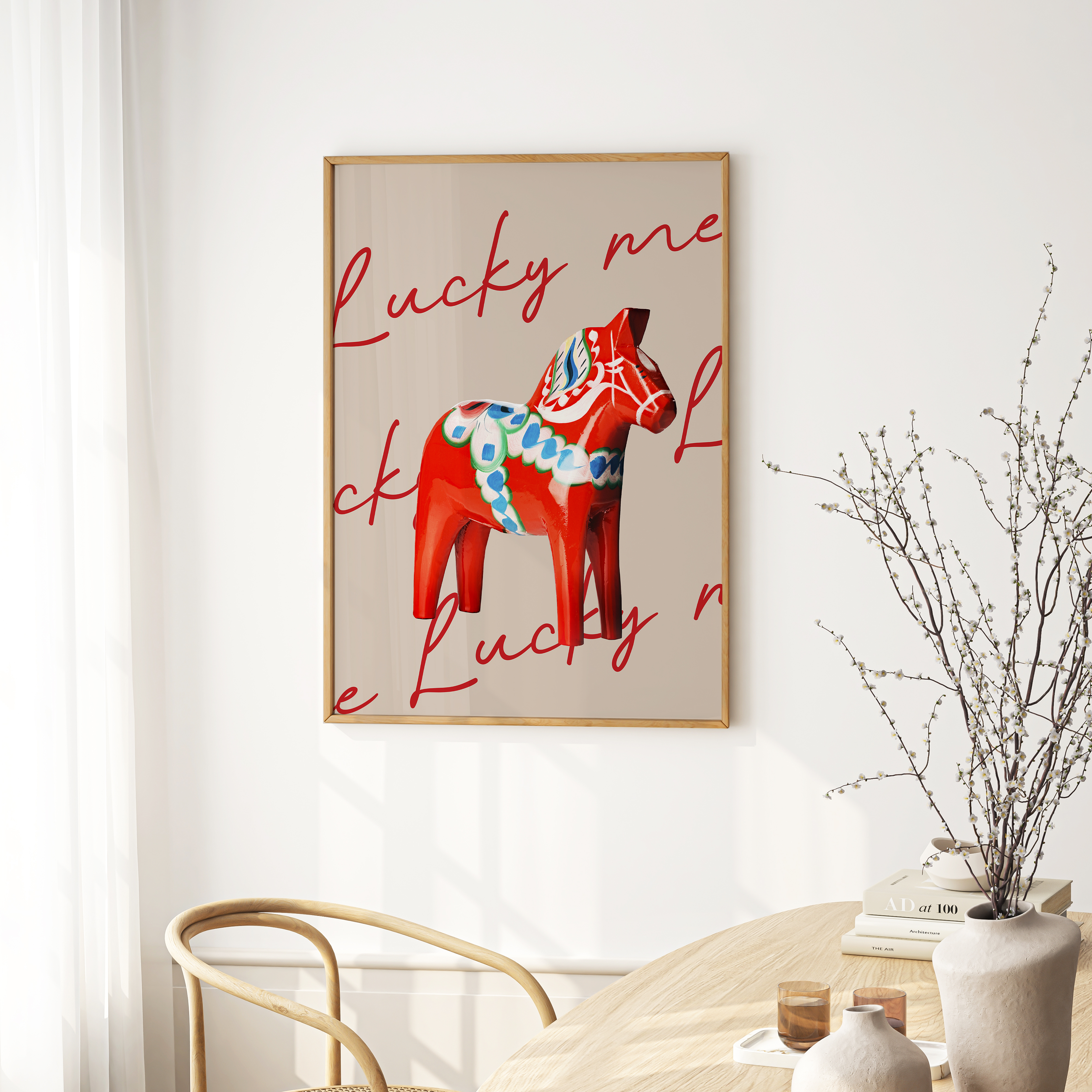 인테리어 말 그림 액자 붉은말 풍수 거실 포스터 A2 럭키 레드홀스