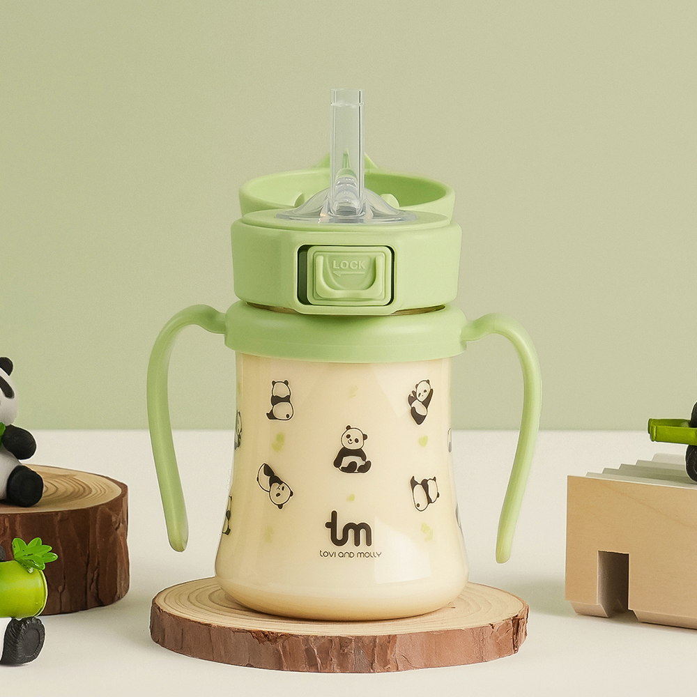 [토비앤몰리] 포포 새지 않는 아기 유아 이유식 자기주도 원터치락 빨대컵 180ml 280ml