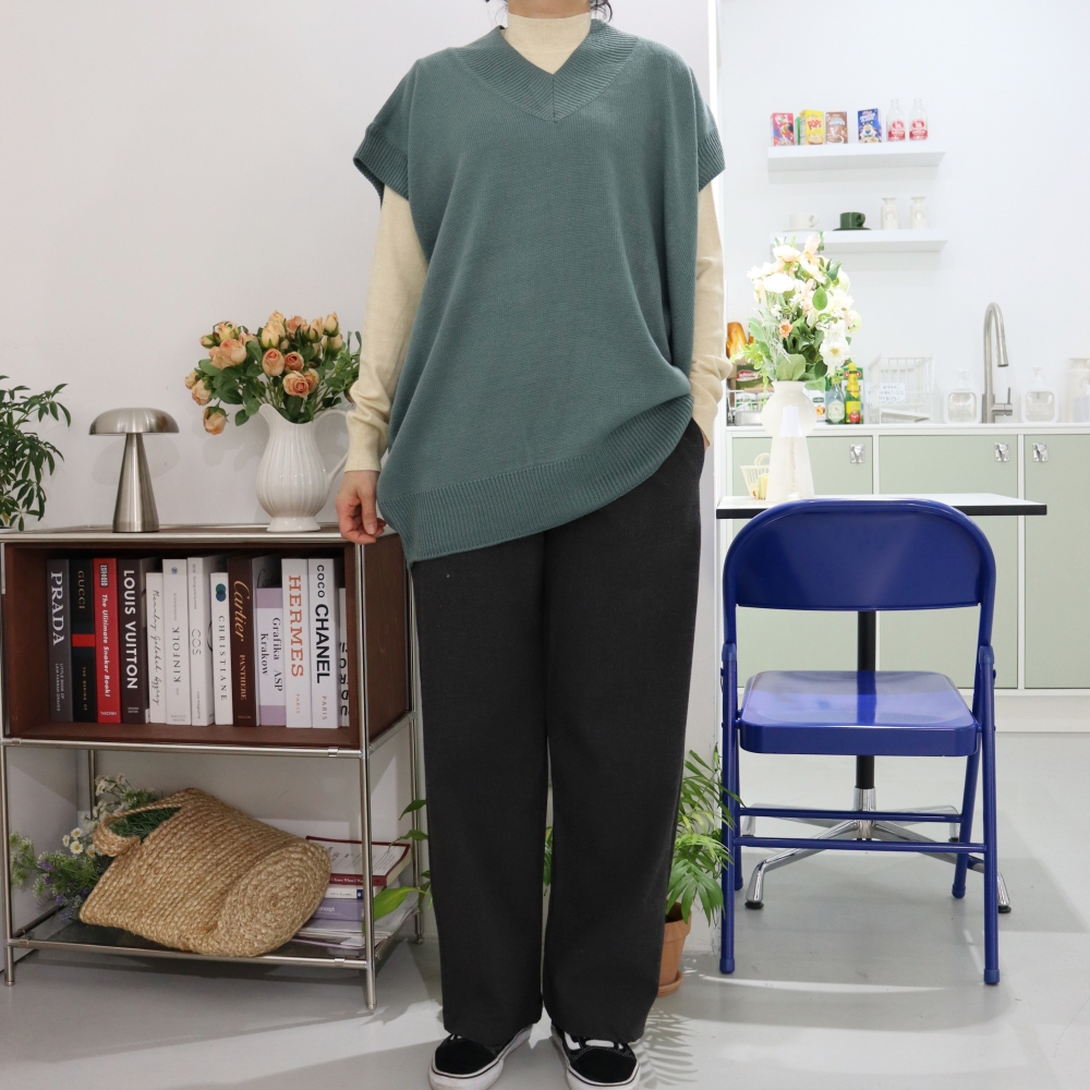 스판 너무 좋은 부드러운 반목폴라 니트 데일리 이너 티셔츠 여성 목폴라 니트 멜란지 크림 이미지 8