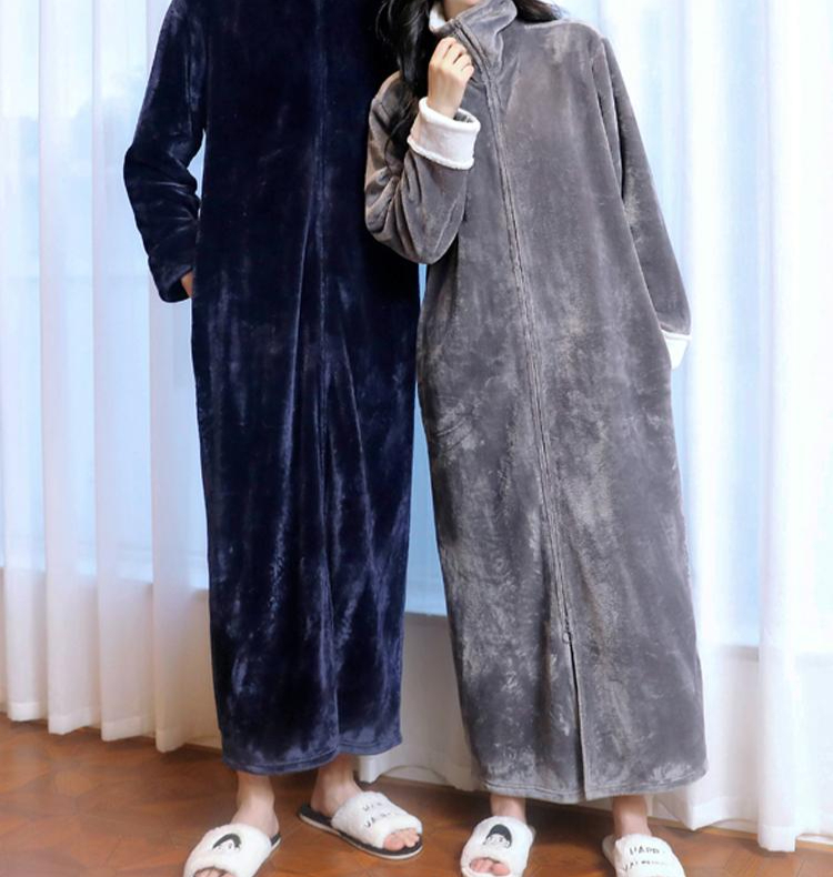 남자원피스 남성 잠옷 빅사이즈 반바지 반팔 가운 플리스 다크그레이 여성용 M 150-160cm 50kg - 상품 이미지