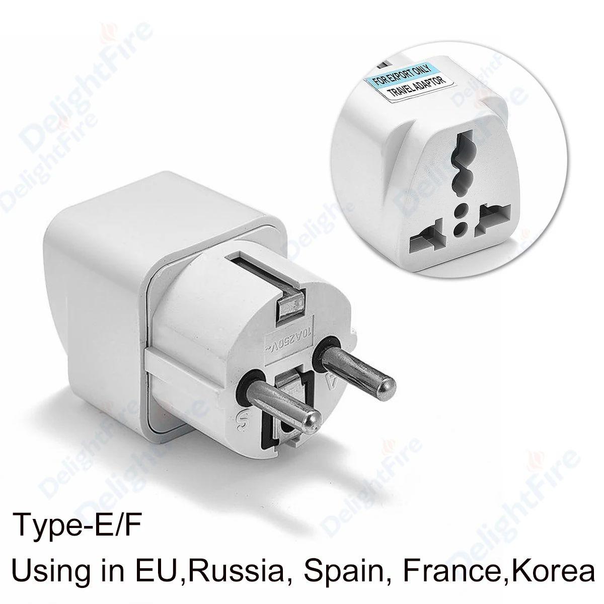 EU 플러그 어댑터 미국 유럽 한국 변환 소켓 여행용 전원 컨버터 EU 플러그 화이트 1개 - 상품 이미지