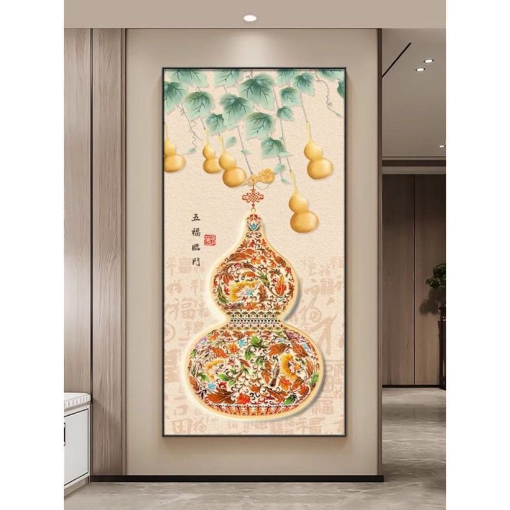 호리병 그림 액자 행운 기원 현관 입구 벽장식 선물 A 50x100cm 골드프레임 - 상세 이미지 2