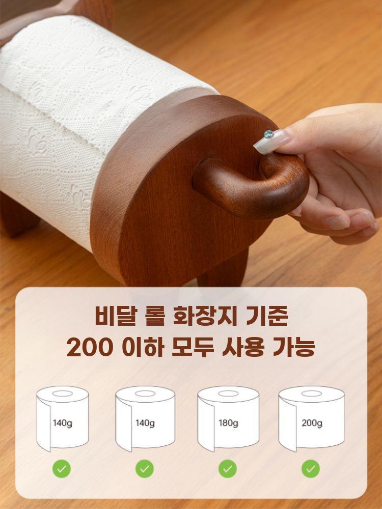 원목 티슈 홀더 강아지 디자인 롤형 휴지걸이 인테리어 - 상세 이미지 4