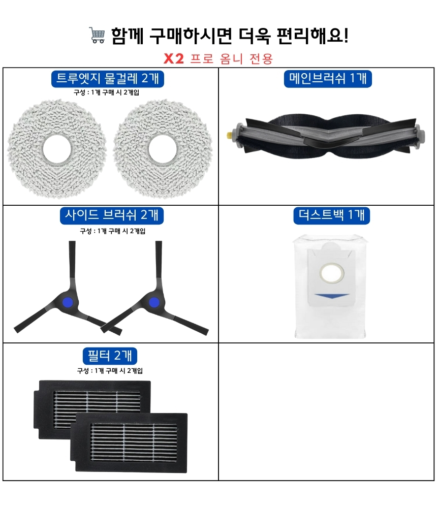 [호환] 에코백스 X2 프로 옴니 소모품 필터 2EA - 상세 이미지 2