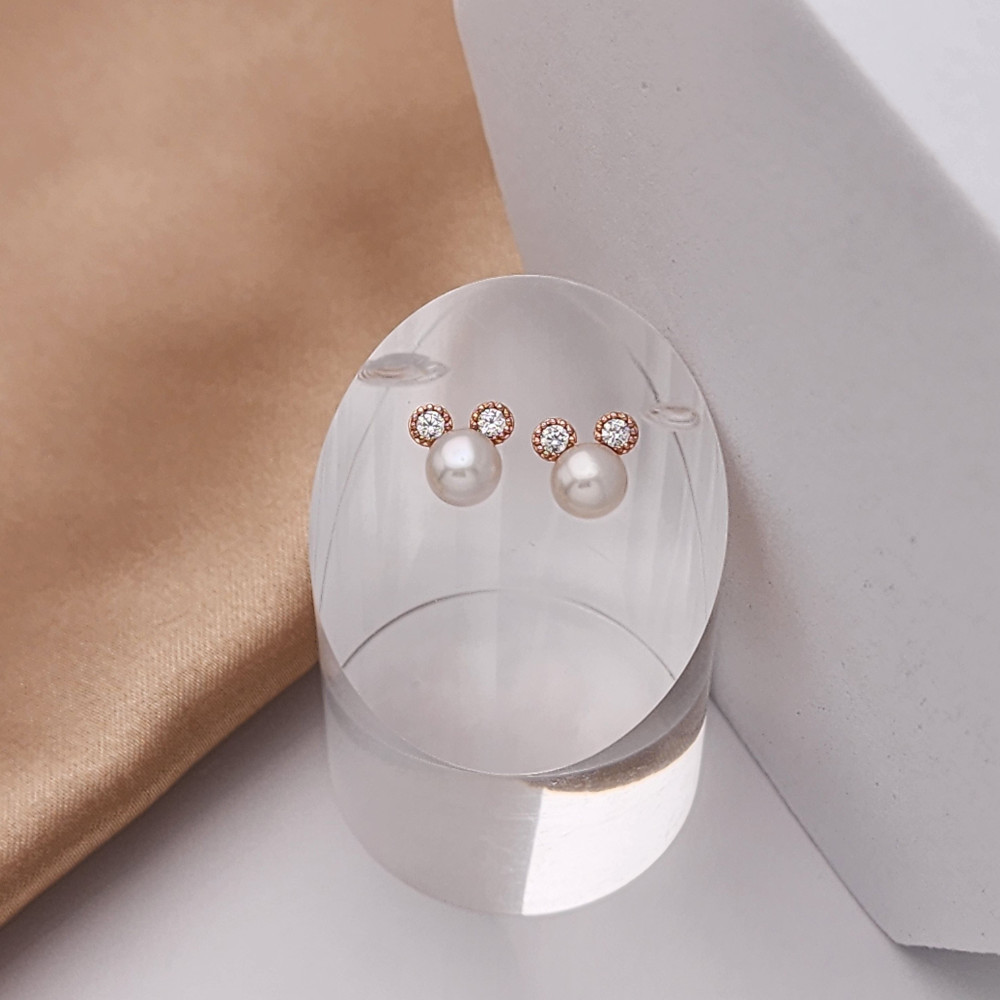 925실버 담수진주 5.2mm 미니 캐릭터 귀걸이 데일리 포인트 - 상품 이미지