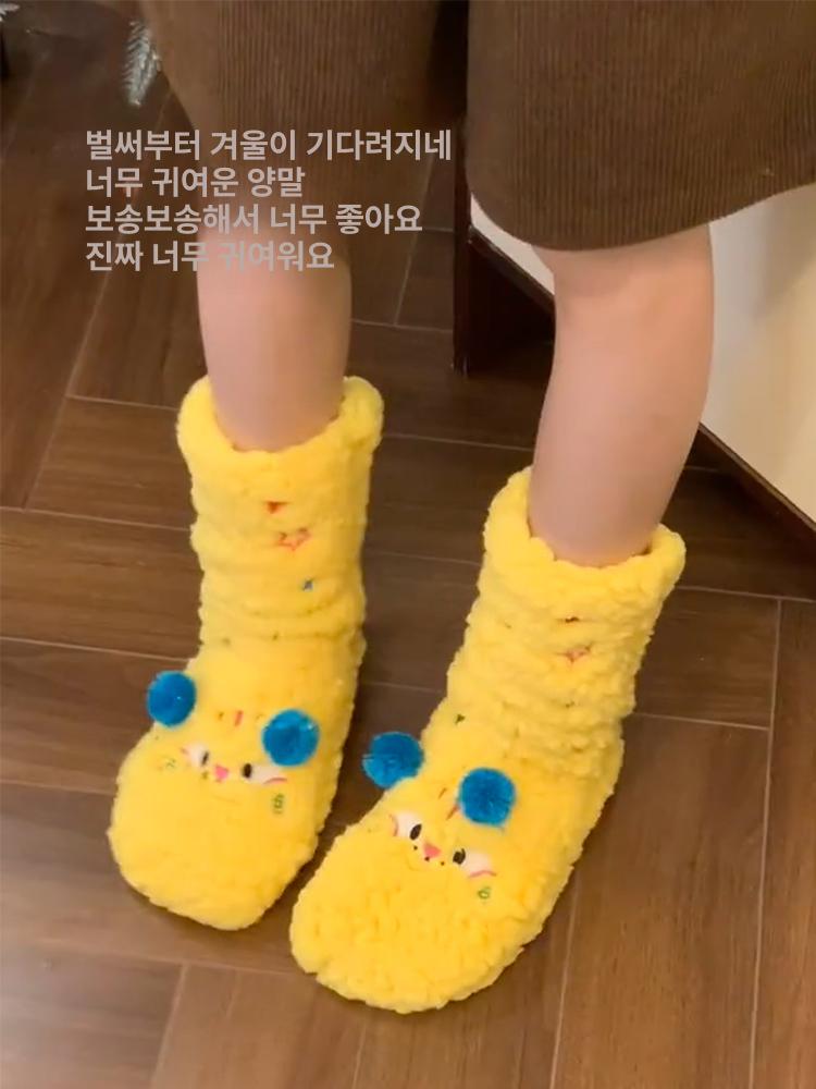 극세사 수면 양말 단열 발난로 발토시 겨울 침대 잠잘때 따뜻한 덧신 화이트 - 상세 이미지 5