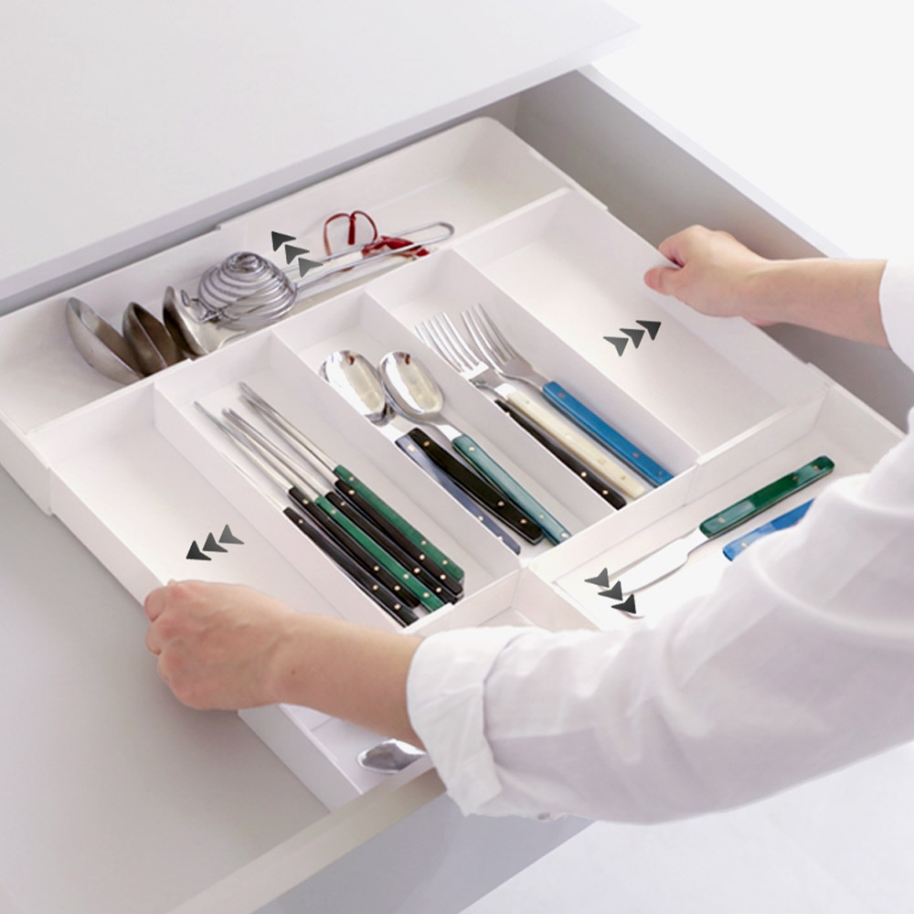 이우아여사 길이조절 칸막이 수저정리함 싱크대 수저통 서랍 보관함 조리도구 꽂이 숟가락통 제품 이미지