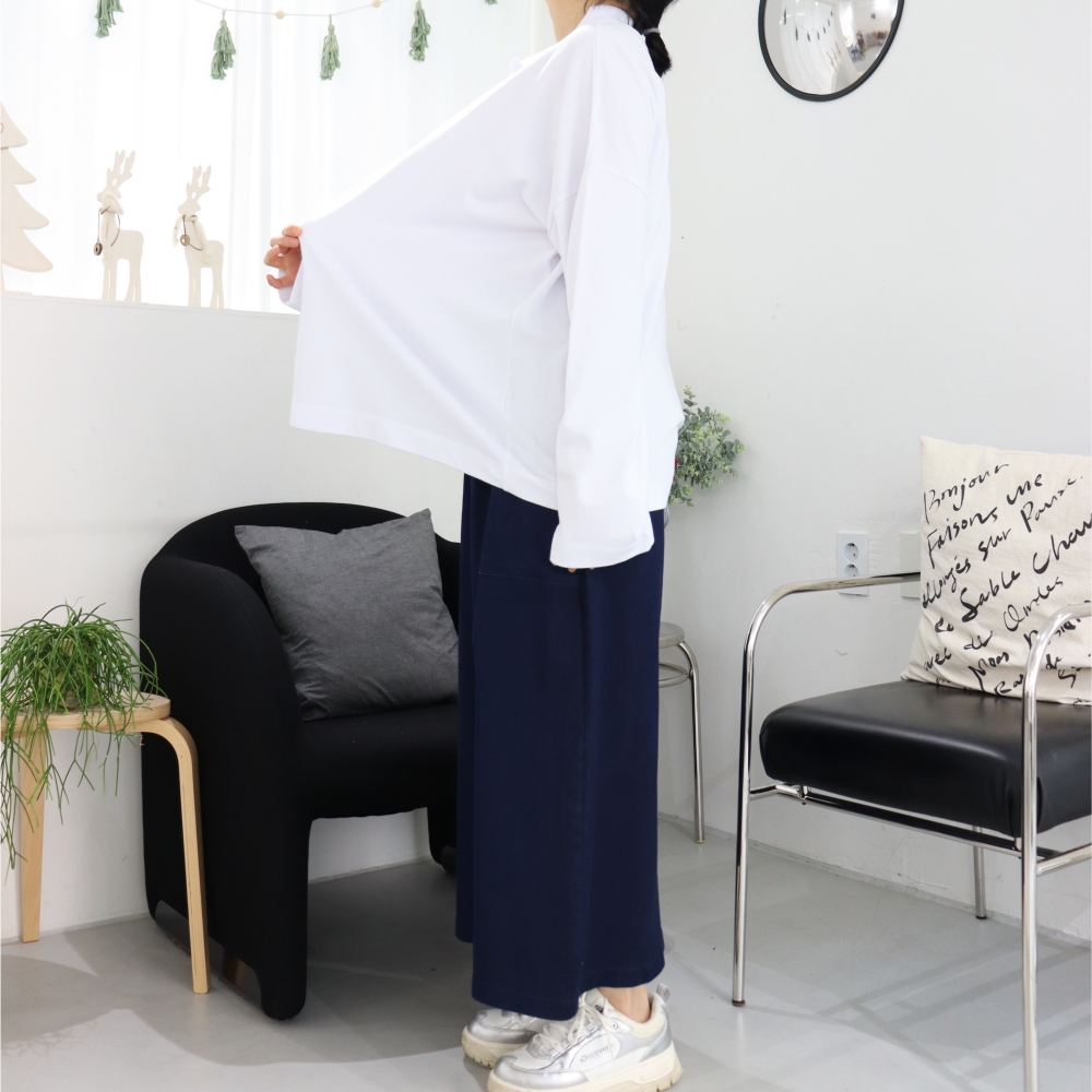 빅사이즈 백화이트 피케이 무지 카라 긴팔 티셔츠 오버핏 박스 긴팔 티 88 4XL 봄 가을 이미지 7
