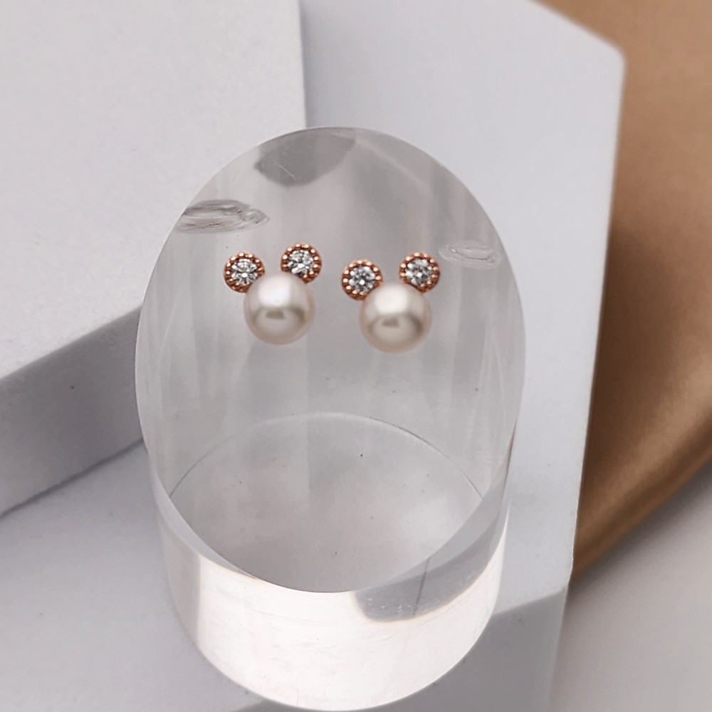 925실버 담수진주 5.2mm 미니 캐릭터 귀걸이 데일리 포인트 이미지 7