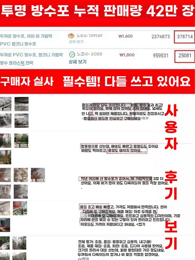 두꺼운 투명 비가림 방수 커버 PVC 발코니 방풍 차양 - 상세 이미지 4