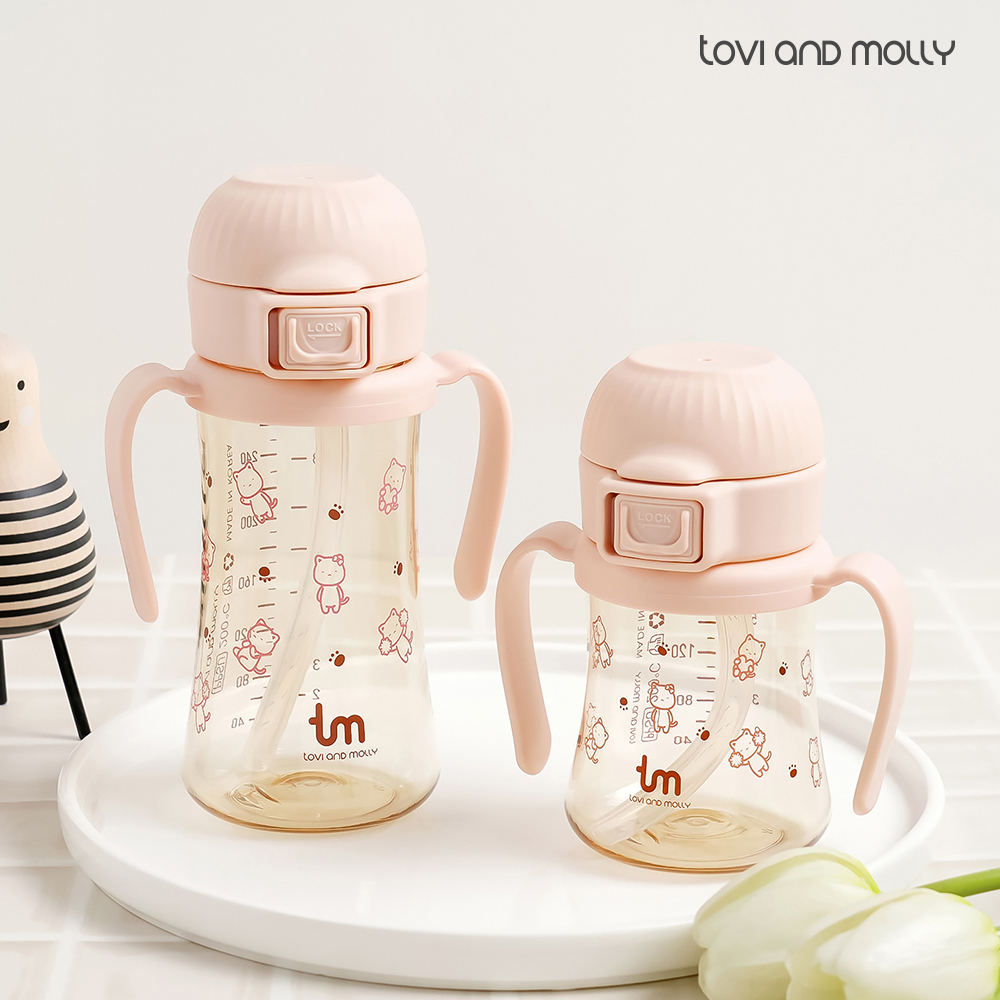 [토비앤몰리] 몰리 새지 않는 아기 유아 이유식 자기주도 원터치락 빨대컵 180ml 280ml