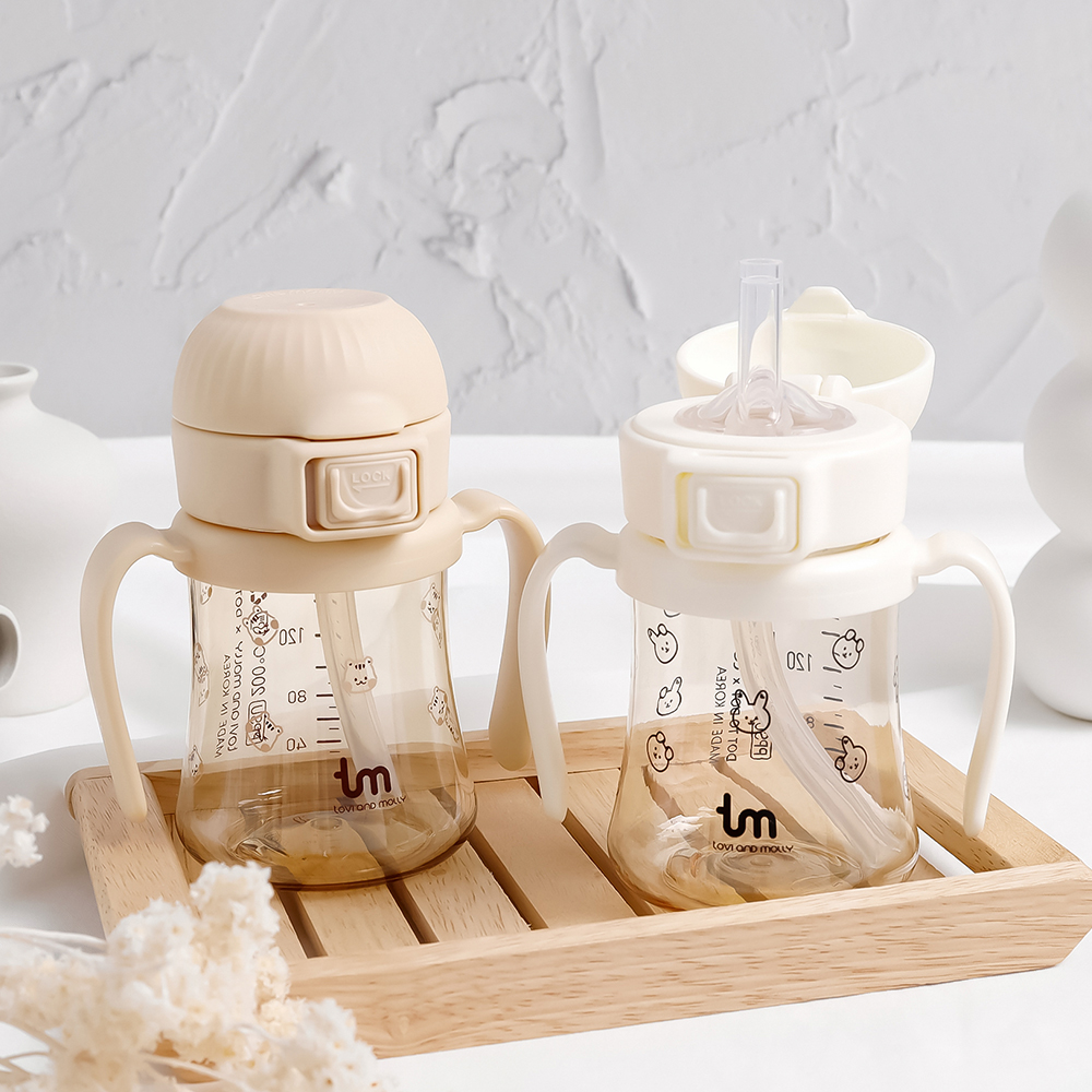 [토비앤몰리] 1+1 PPSU 새지 않는 아기 유아 이유식 자기주도 빨대컵