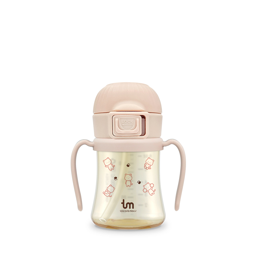 [토비앤몰리] 몰리 새지 않는 아기 유아 이유식 자기주도 원터치락 빨대컵 180ml 280ml