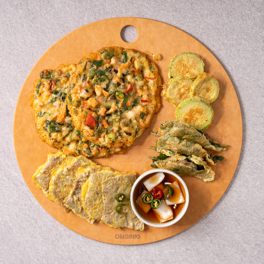 [본사직영] 오리지니크 원목 압축도마 원형 플레이트 내추럴 XL - 상품 이미지