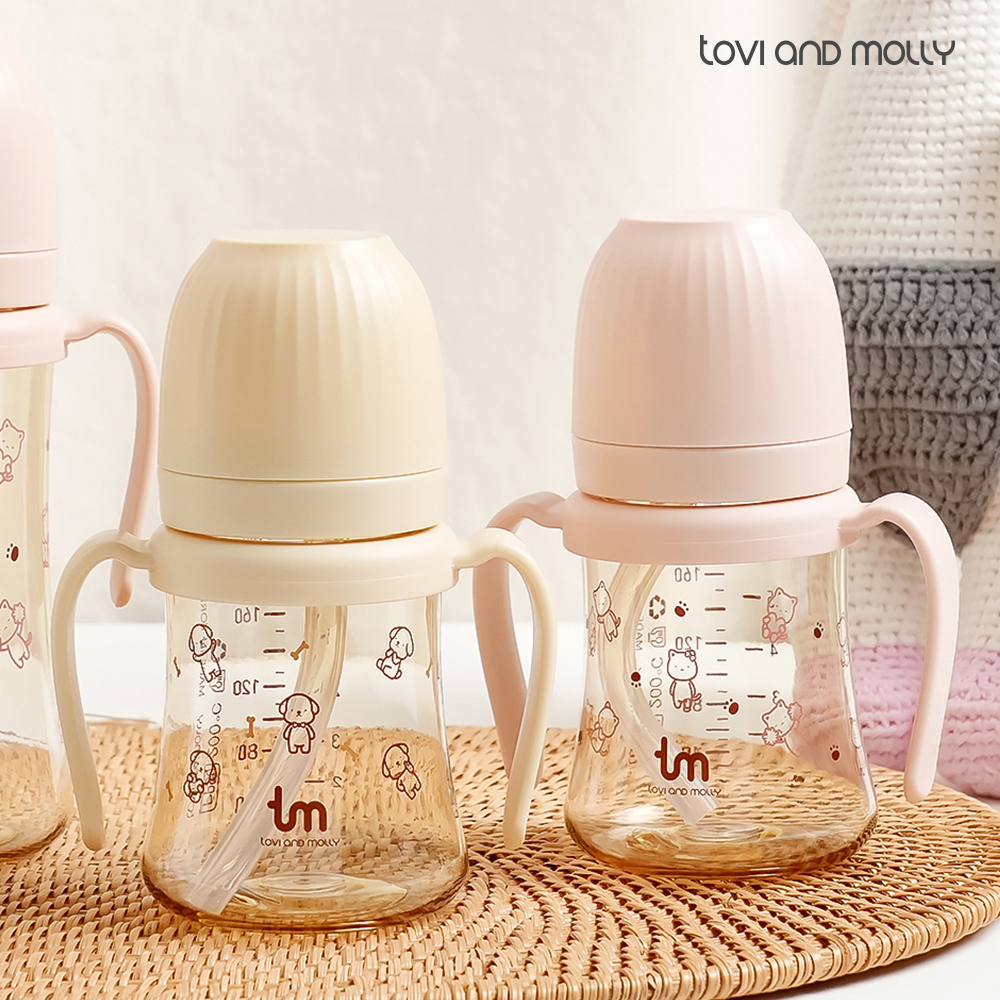 [토비앤몰리] 1+1 PPSU 새지 않는 아기 유아 이유식 자기주도 빨대컵