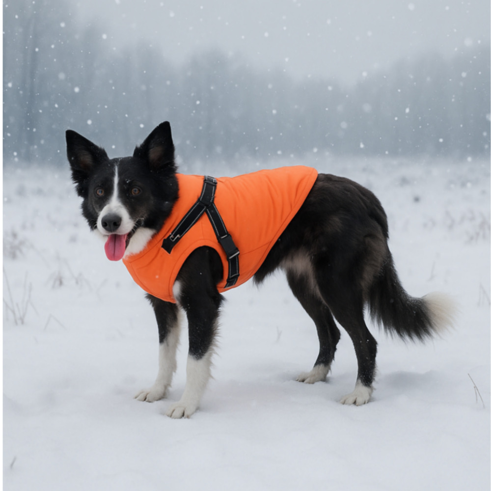 위드레오 강아지 하네스 패딩 소형견 중형견 겨울옷 오렌지, XS