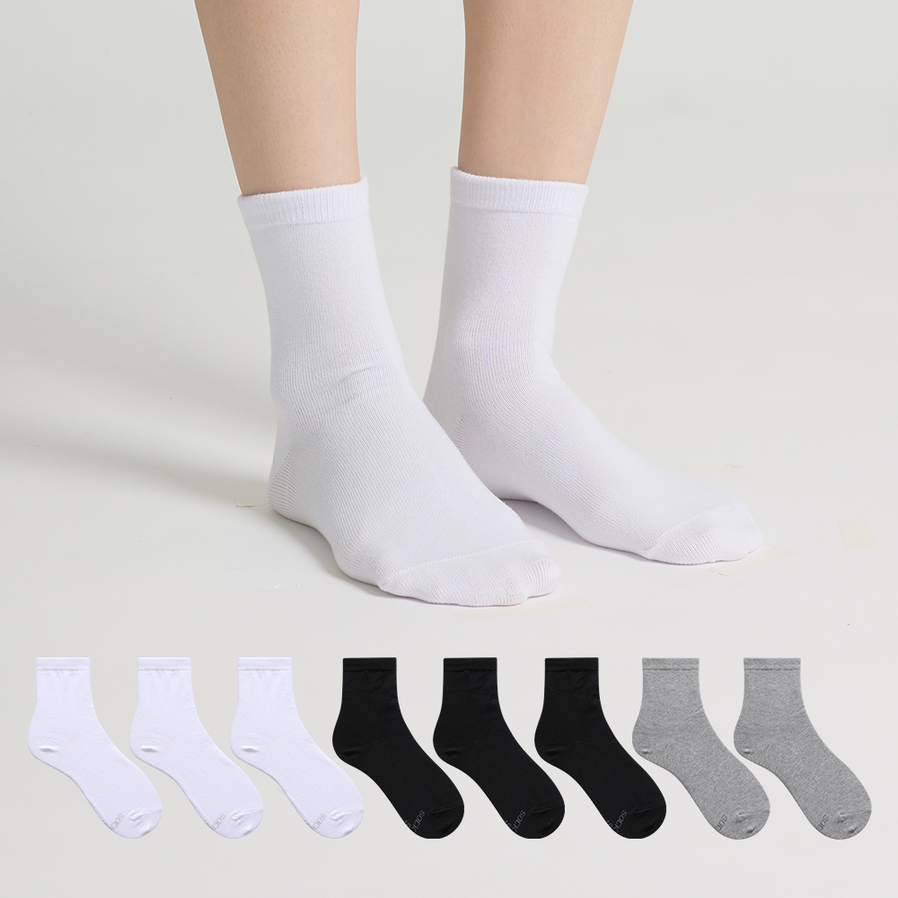 싹스탑 8켤레 여성 데일리 핏 무지 중목 양말 사계절 국산 장목 면 학생 신학기 원조 화석양말 - 상세 이미지 3
