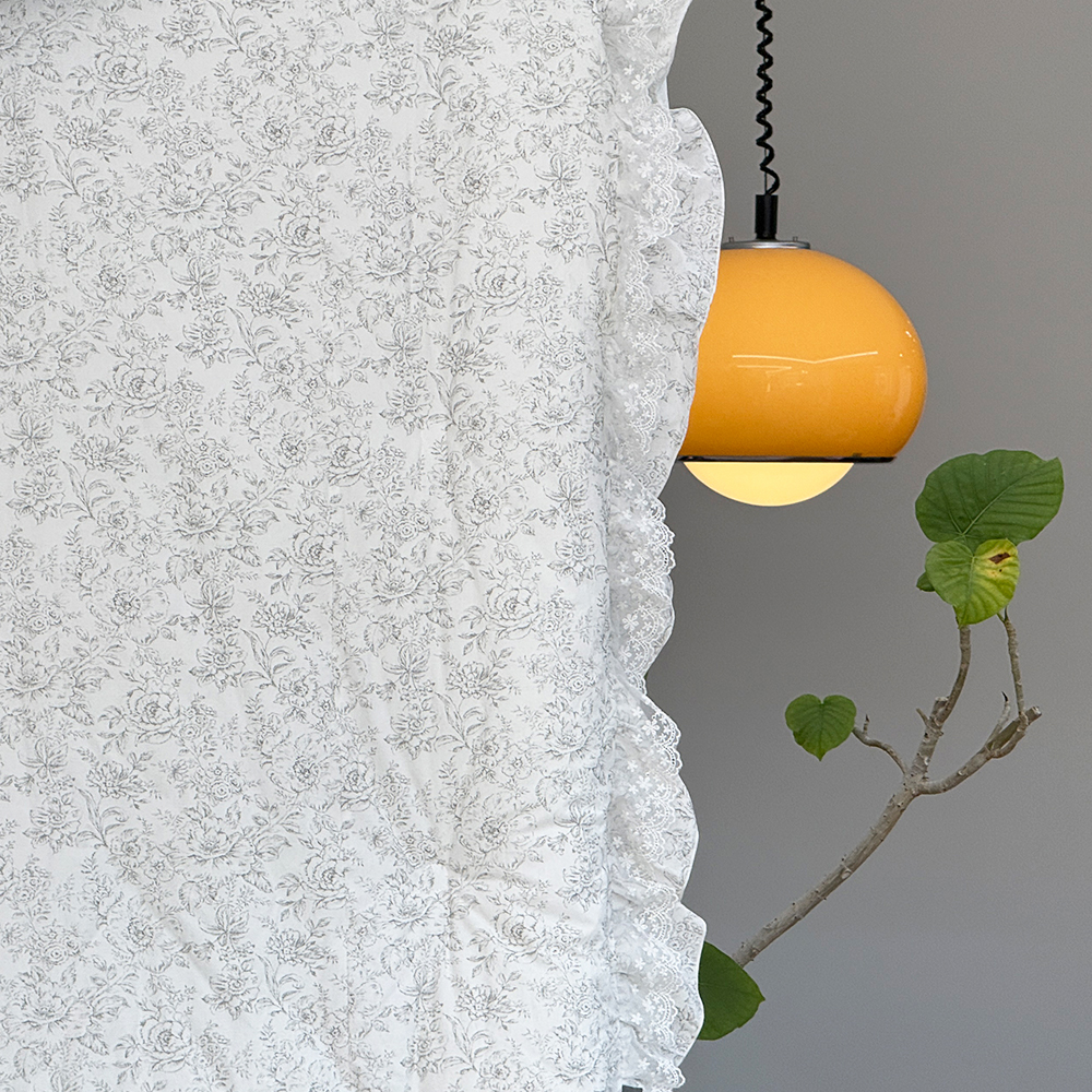 로지 플라워 워싱 고밀도 순면 모달 100 옥수수솜 프릴 레이스 사계절 차렵이불 SS