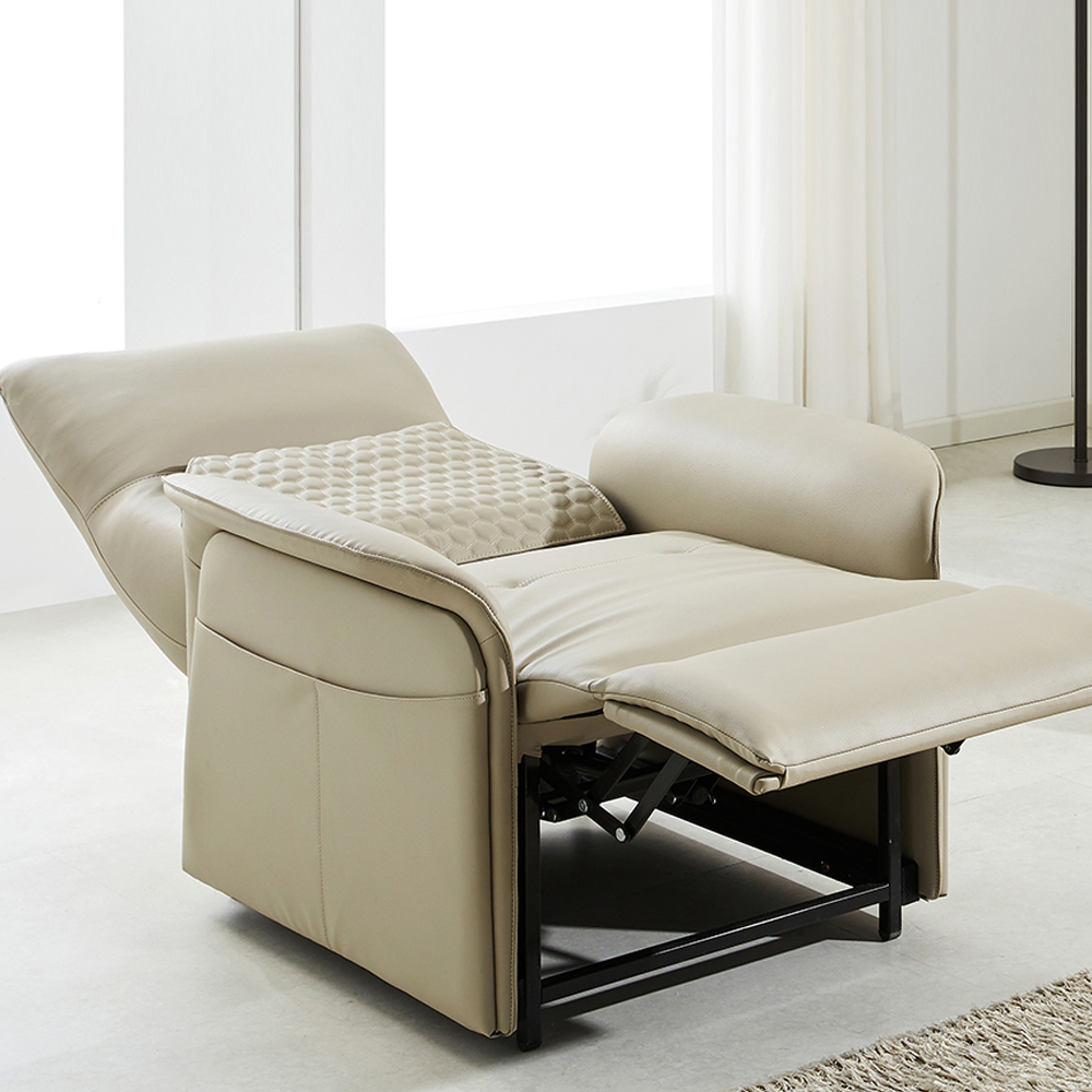 시에모 에어 가죽 전동 안마 의자 리클라이너 소파 리클라이너 쇼파 크림그레이, 1인용