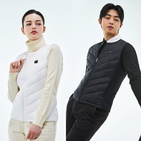 Xylo 편리한 스마트폰 무선온도조절 방수 패딩 발열조끼/방한 패딩조끼 커플조끼 등산 골프조끼