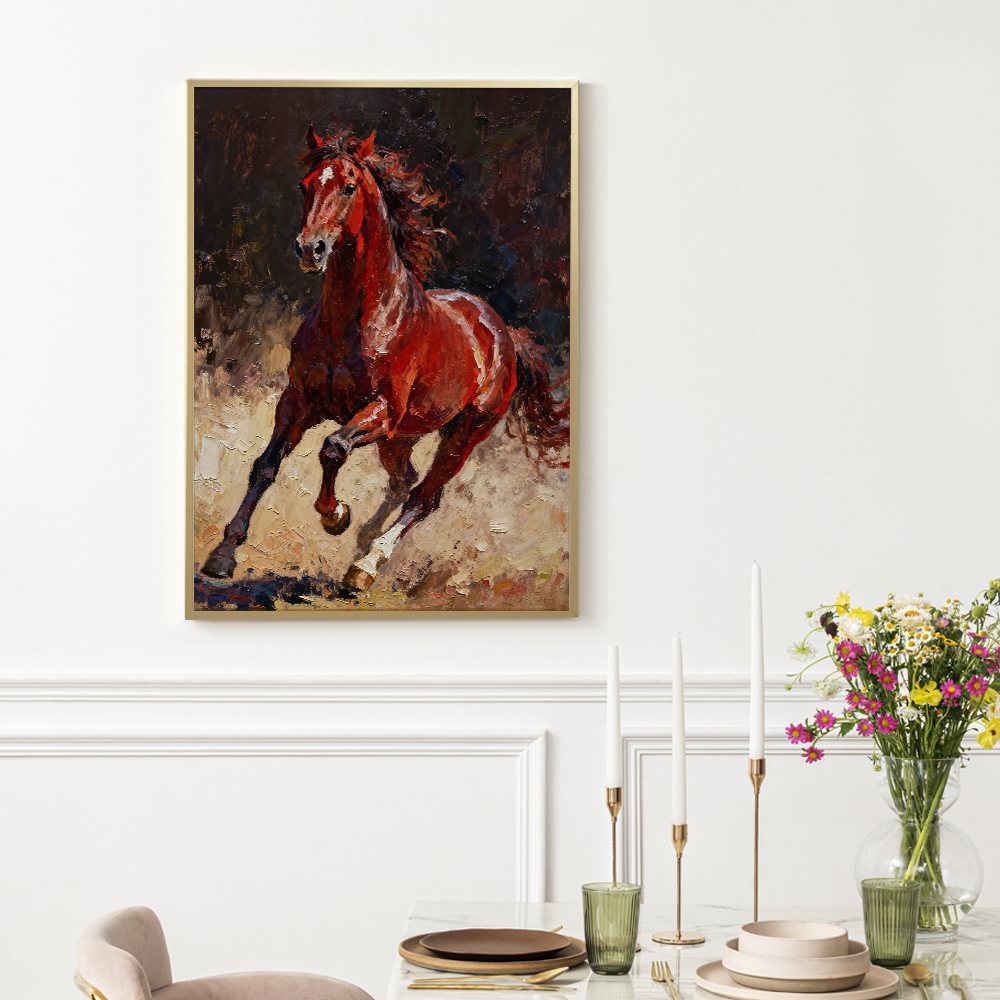 돈들어오는 인테리어 말 그림 액자 풍수 거실 포스터 A2 붉은말 E