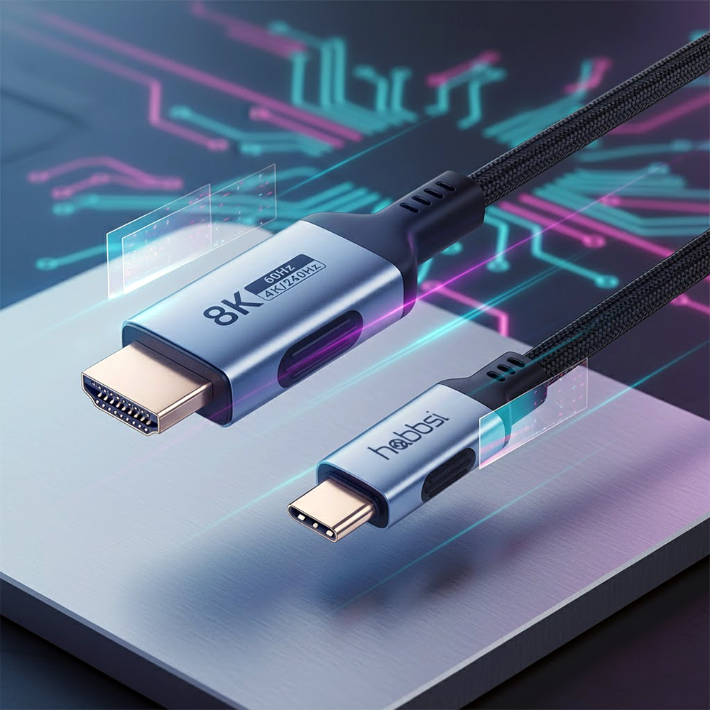 MHL케이블 8K 아이폰 미러링 케이블 갤럭시 TV연결 C타입 HDMI 1.2m, 1개 - 상품 이미지