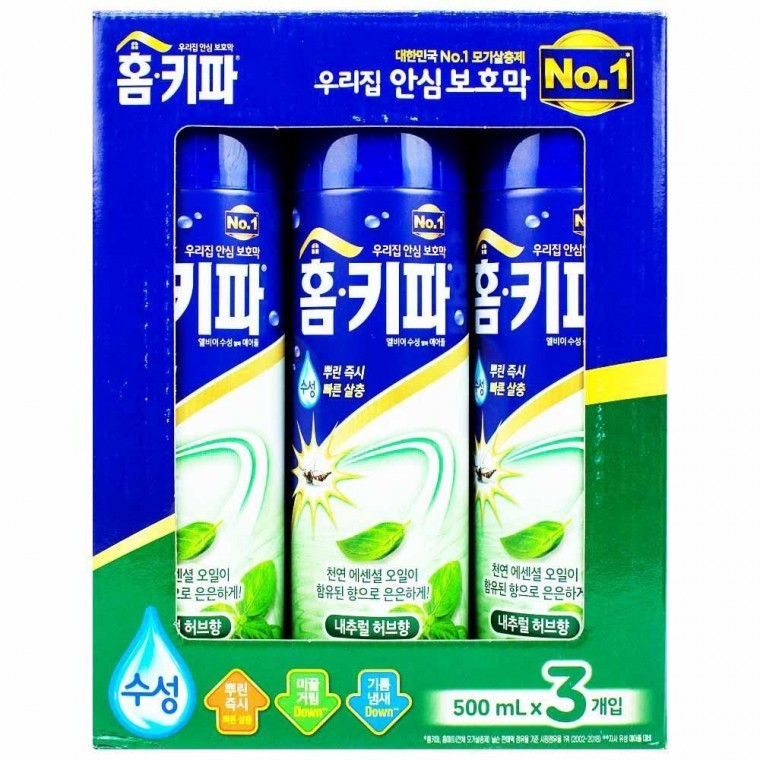 홈키파 엘비이 수성 알파 에어졸 500ml x 3개입-내추럴 허브향 - 상품 이미지