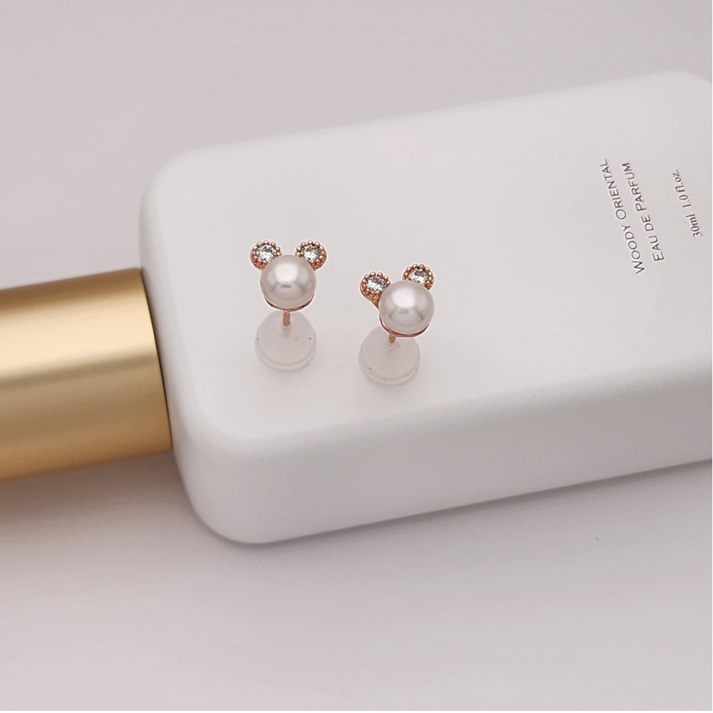 925실버 담수진주 5.2mm 미니 캐릭터 귀걸이 데일리 포인트 - 상세 이미지 3