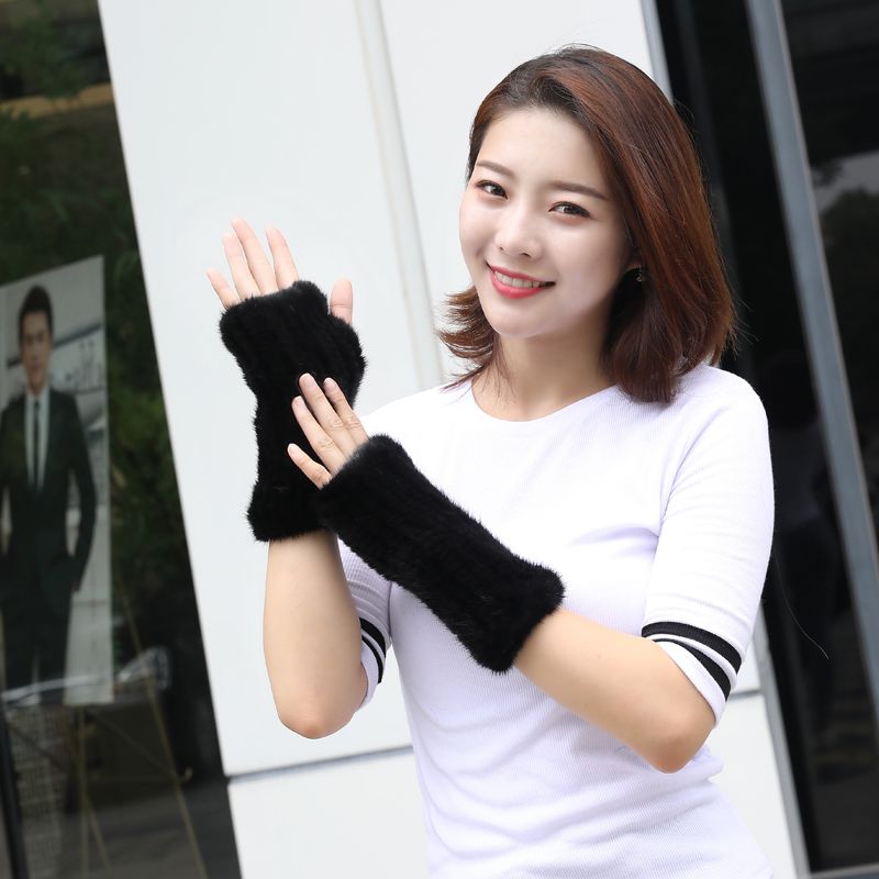 퍼소재 손목 워머 반장갑 여성 겨울 보온 팔토시 스타일 - 상세 이미지 4