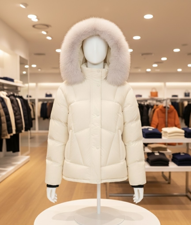 FANTOM 팬텀 여성 겨울 폭스퍼 밍크기모 안감 덕다운 골프웨어 패딩점퍼 - 상세 이미지 2