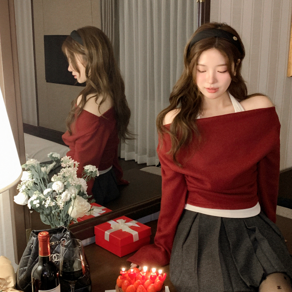 기모 홀터 셔링 레이어드 티셔츠 ts4787 - 상품 이미지