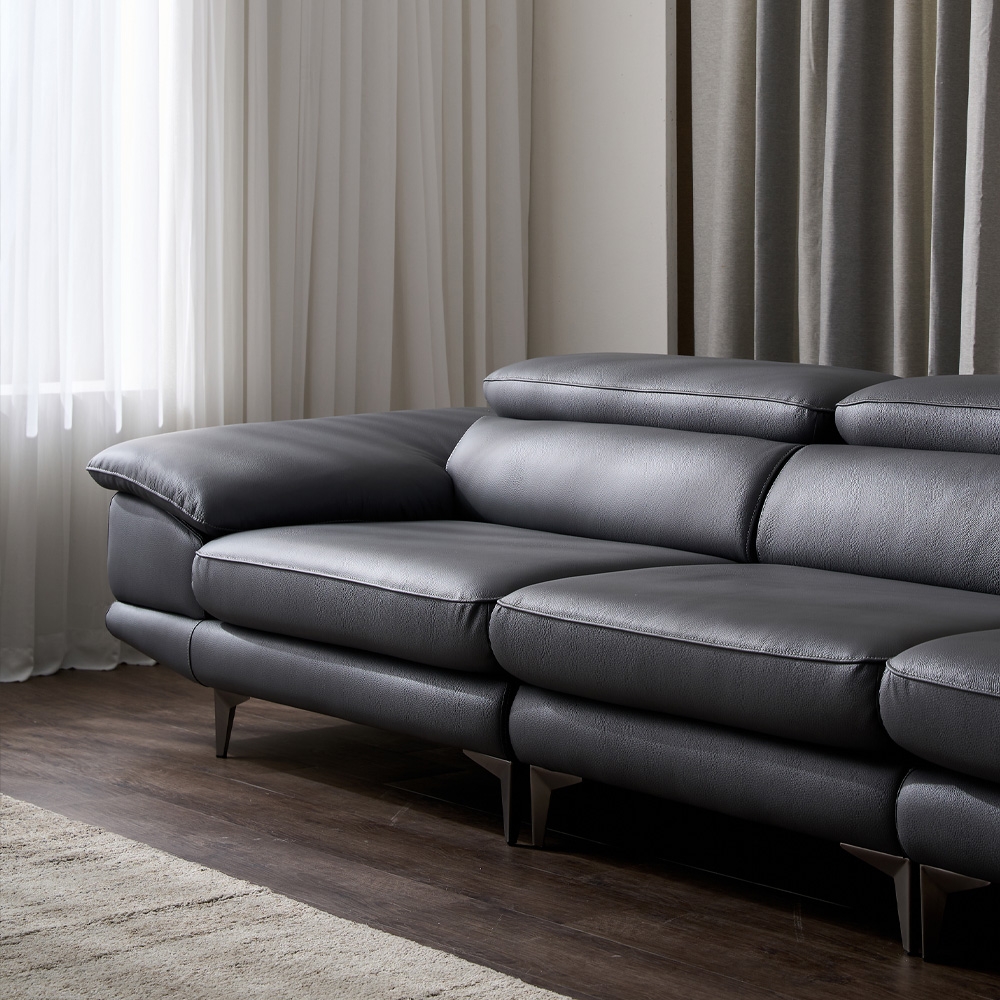 [99라인업] 케이하우스홀드 카든 면피 가죽소파 4인용 헤드레스트 모던 국내제작 쇼파