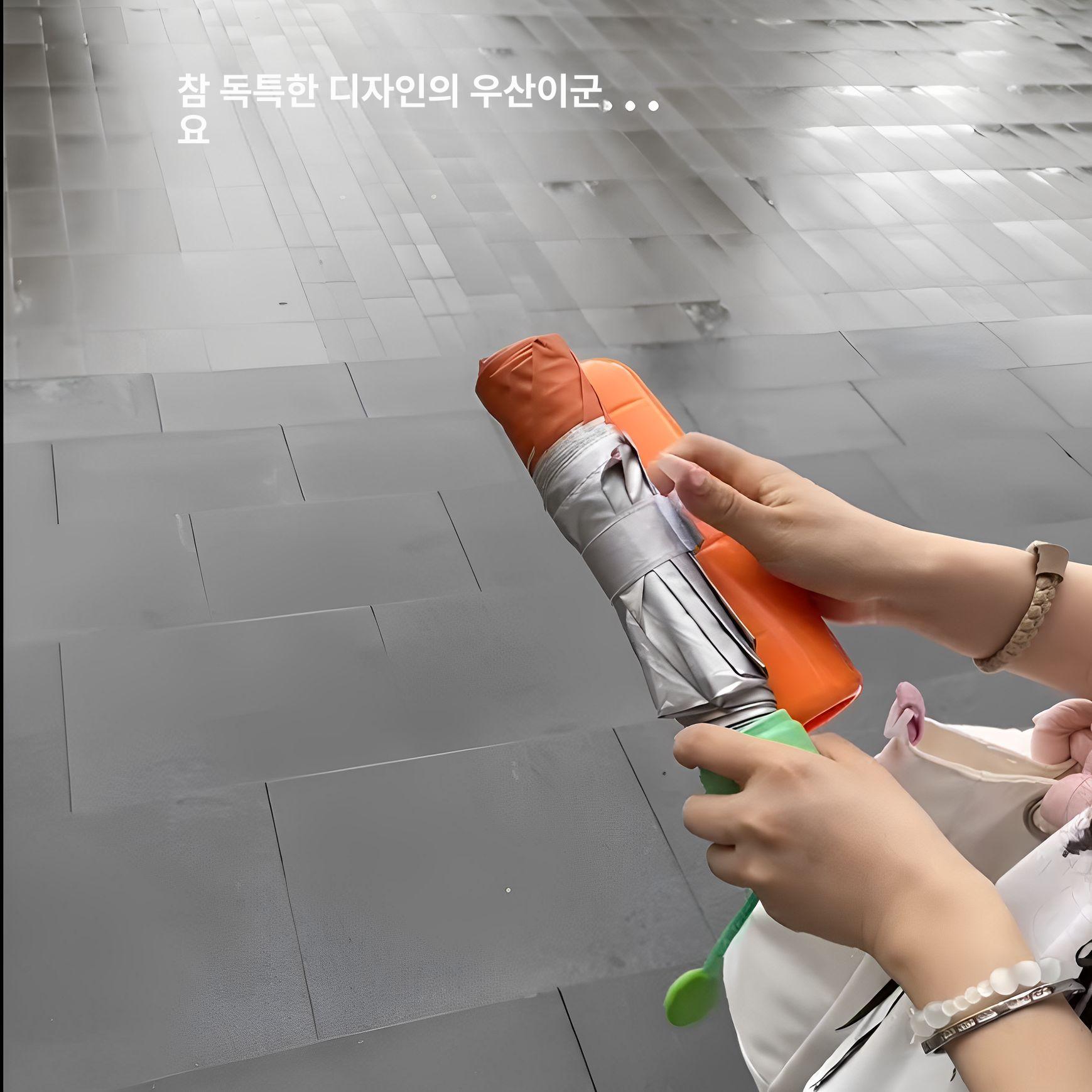 귀여운 장우산 접이식 두꺼운 자외선차단 캐릭터 우산 하찮은 당근 인조 당근 우산 - 상세 이미지 3