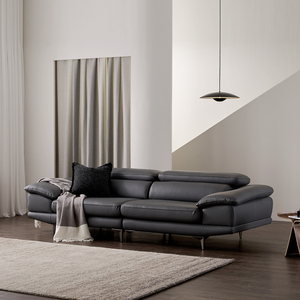 케이하우스홀드 카든 천연 면피 가죽소파 3인용 3.5인용 헤드레스트 국내제작 거실 쇼파